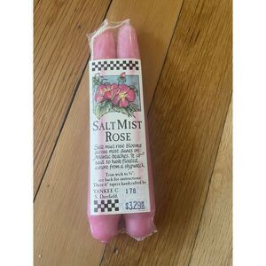 Vintage Yankee Candle Company Salt Mist Rose 6 Inch Set‎ Of 2 Taper Candles NEW